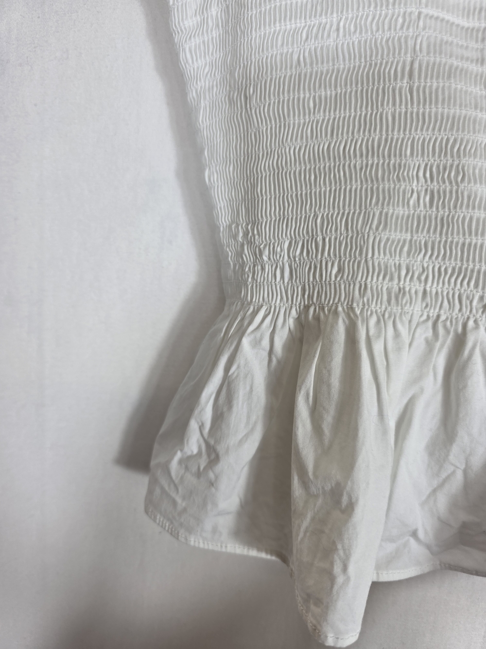 Hill House The Paz nap White Smocked Ruffle Peplum Top - Picture 7 of 11